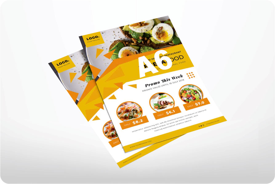 Flyer Size A6  (14.8 cm ×10.5 cm) Glossy paper 115gsm