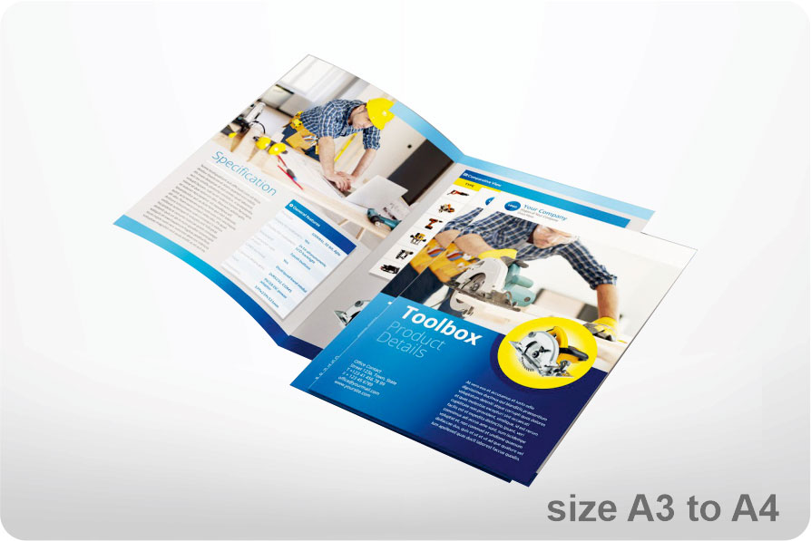 Brochure Size A3 Folding to A4, Glossy paper 135gsm